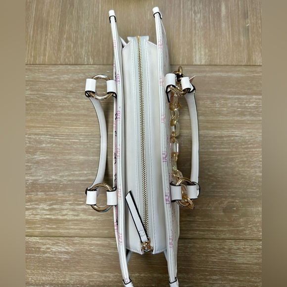 NWT Juicy Couture Bling Logo Tote Bag Pink White Chain Handle Purse HTF - Picture 9 of 14